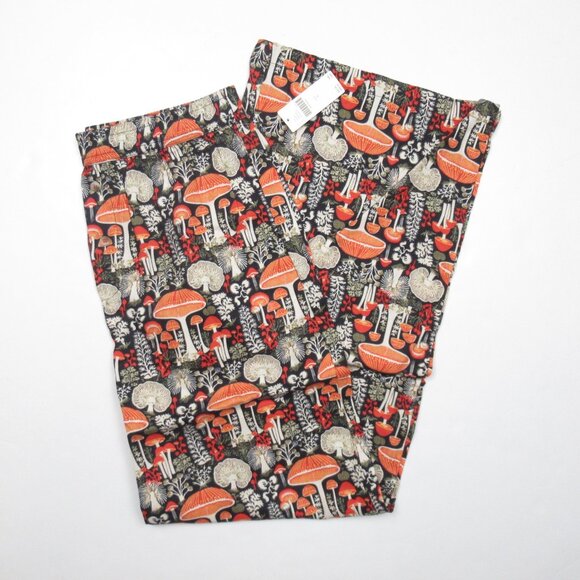 By Anthropologie Flannel Pajama Bottoms Mushroom Print Small - Picture 3 of 10
